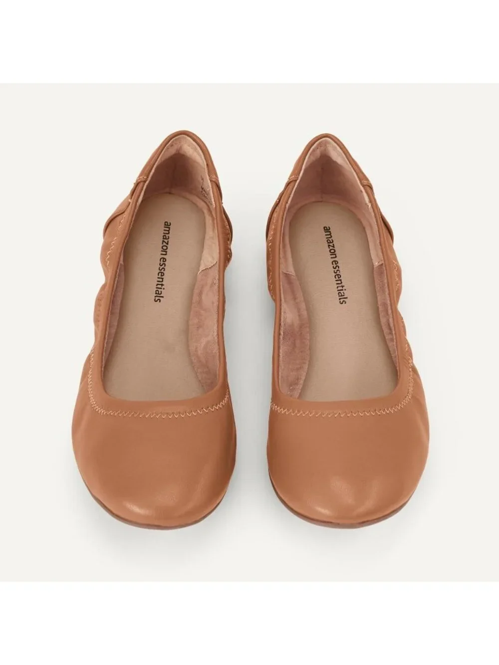 Amazon Essentials Women's Camel Synthetic Comfortable Slip On Casual Ballet Flat